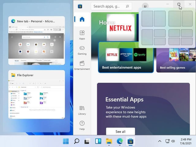 Snap layout