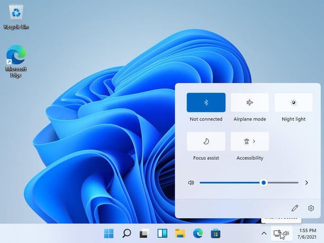 Quick settings panel