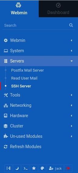 How to configure SSH access through Webmin