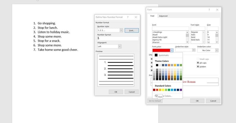 3 ways to add color to the numbers in a numbered list in Word ...