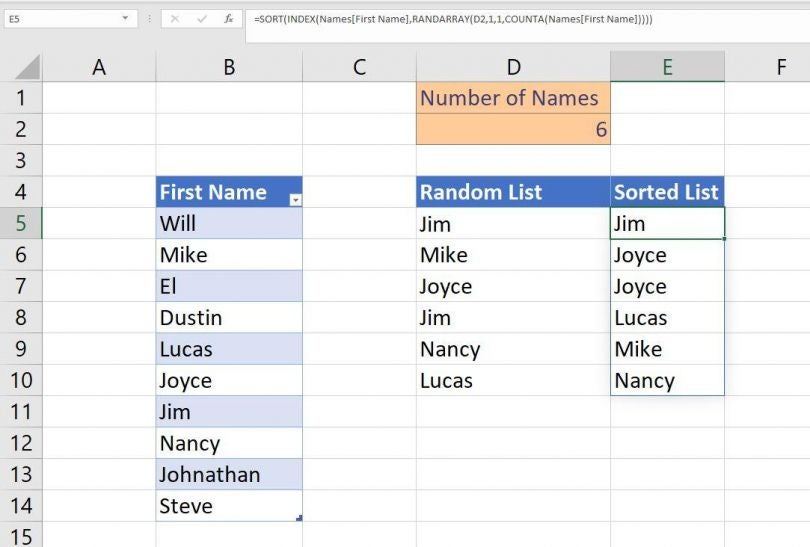 How to generate random text using the RANDARRAY() function in Excel ...