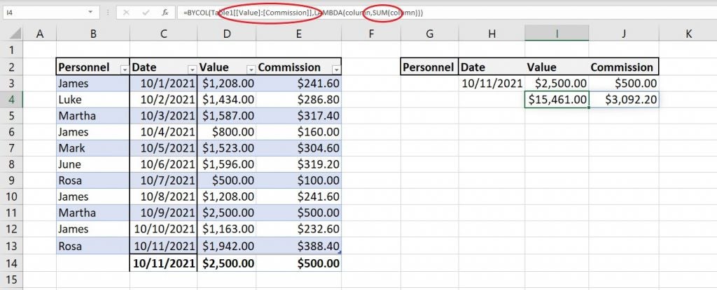 How to use BYCOL() and BYROW() to evaluate data across columns and rows ...