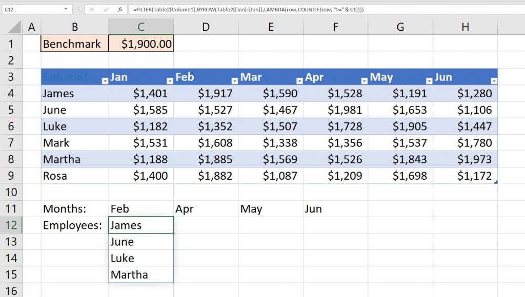 How to use BYCOL() and BYROW() to evaluate data across columns and rows ...