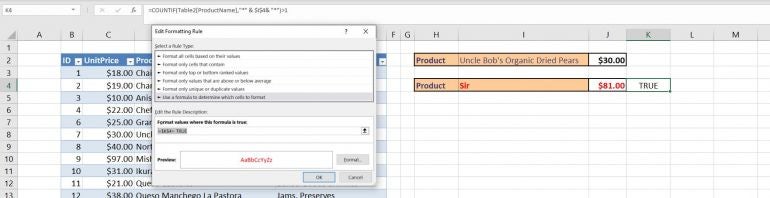 Use this conditional formatting rule to highlight the search string.