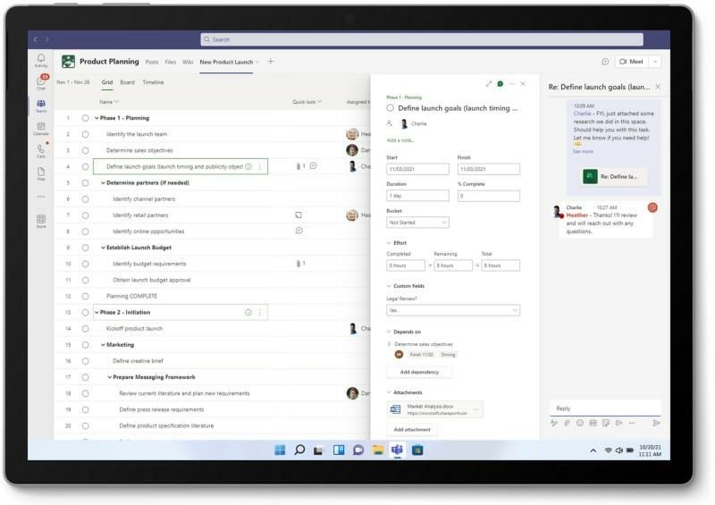 Image: Microsoft. Project will have the same option for starting a Teams chat about a specific task that Planner already has.
