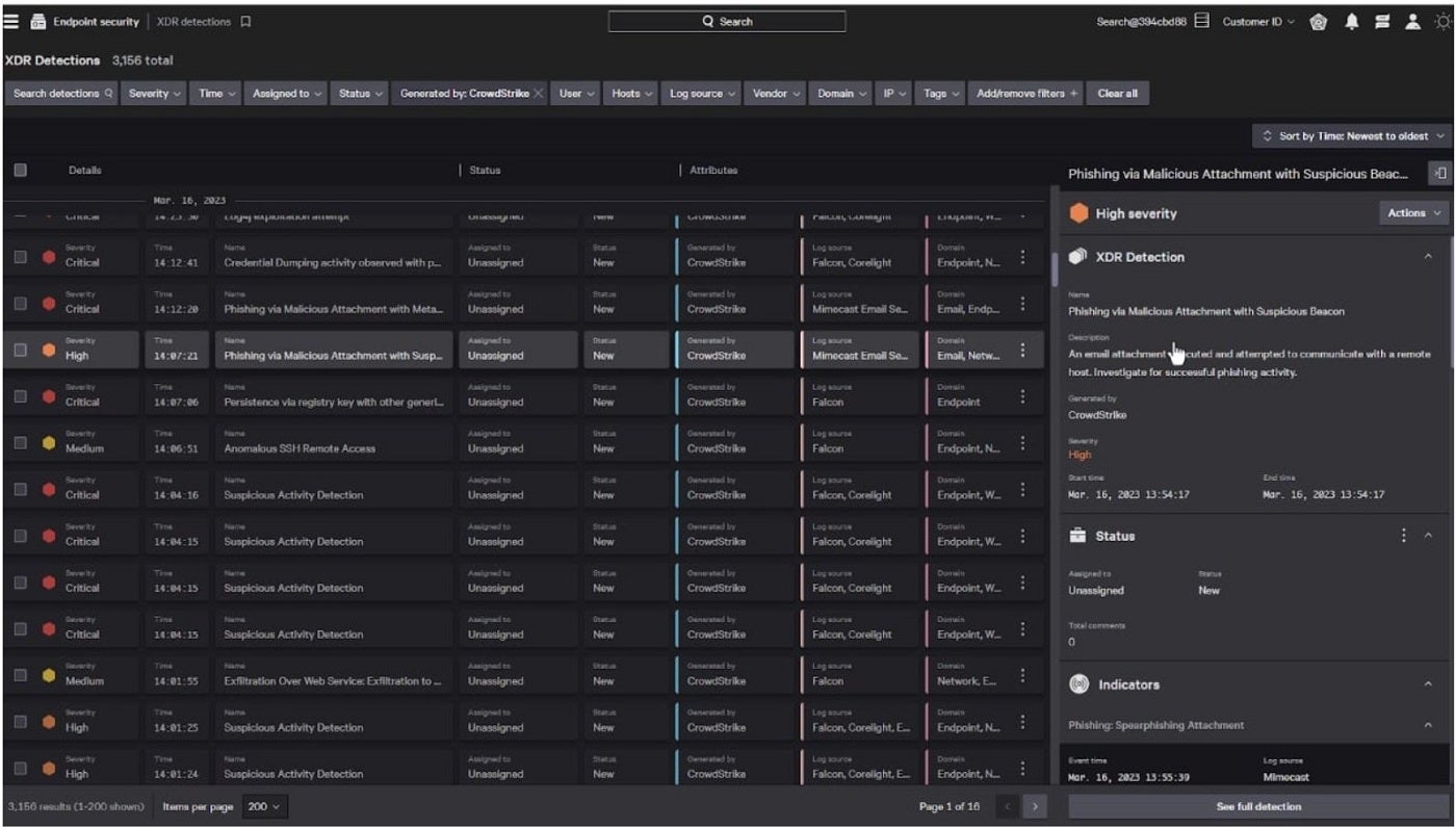 CrowdStrike visibility with Insight XDR.