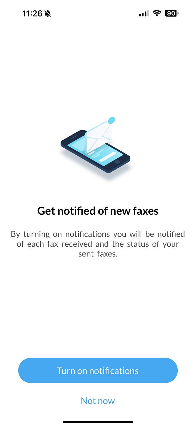 Screenshot of FAXPLUS notifications.