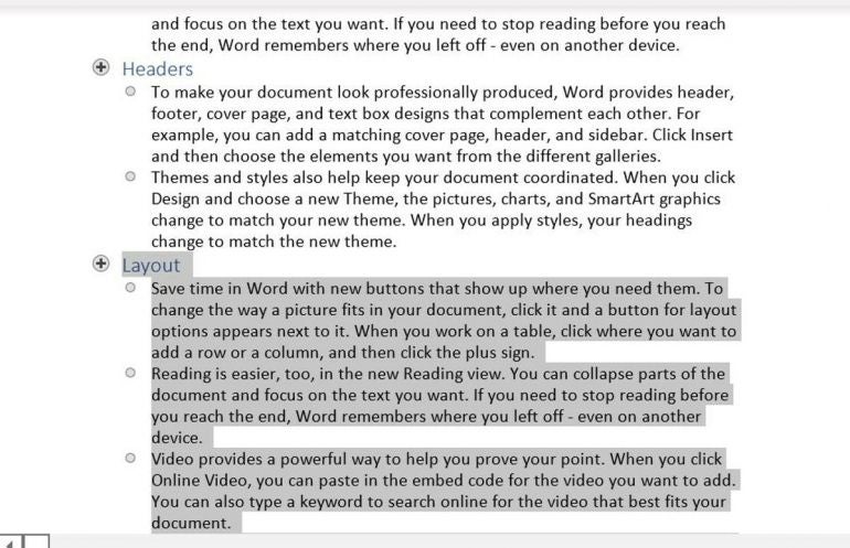 Simply drag sections from one area to another.