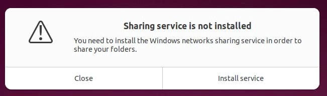 Installing the sharing service is but a click away.