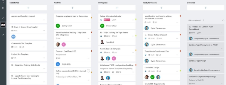 Image: Microsoft Planner kanban board.