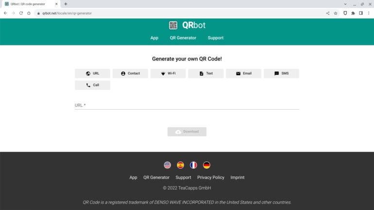 Generate QR code using quick action