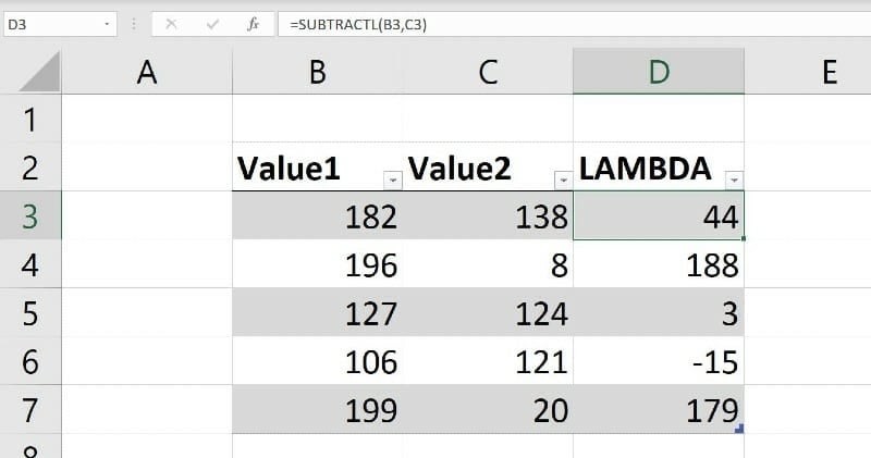 Excel LAMBDA function