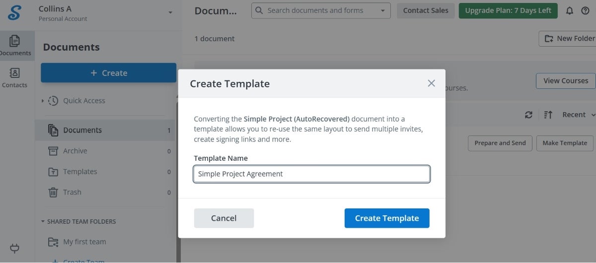 Building a template in signNow.