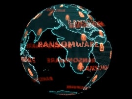 Ransomware signs around the globe.