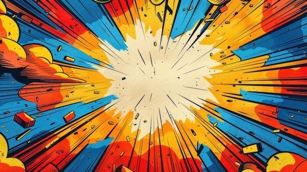 A comic-inspired virtual background.