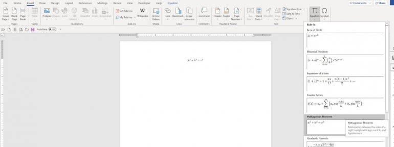 how to make math assignment in ms word