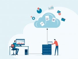 business technology storage cloud computing service concept with administrator and developer team working on cloud