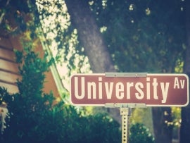 University Ave Street Sign At Liberal Arts College