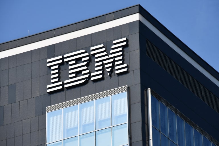 A picture of a building with the IBM logo.
