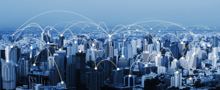 The modern creative communication and internet network connect in smart city