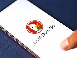 DuckDuckGo logo on a cellphone.