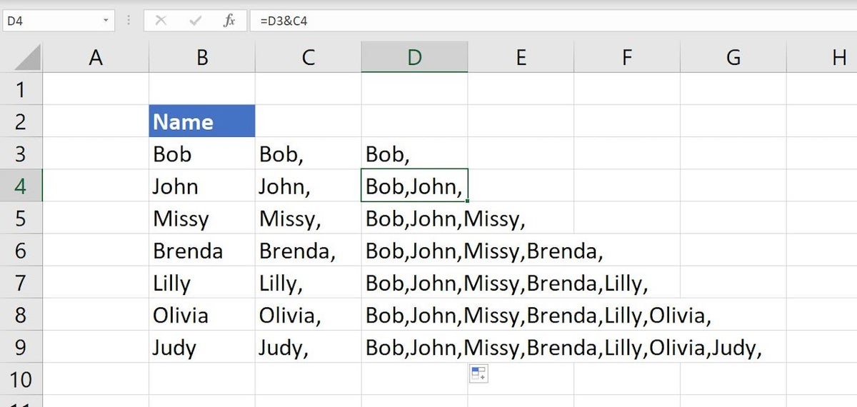 how to concat 2 column values in excel