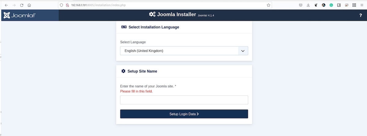Joomla CMS installer.