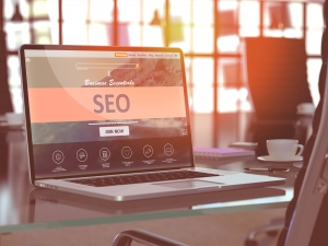 Website on a laptop with the term SEO.