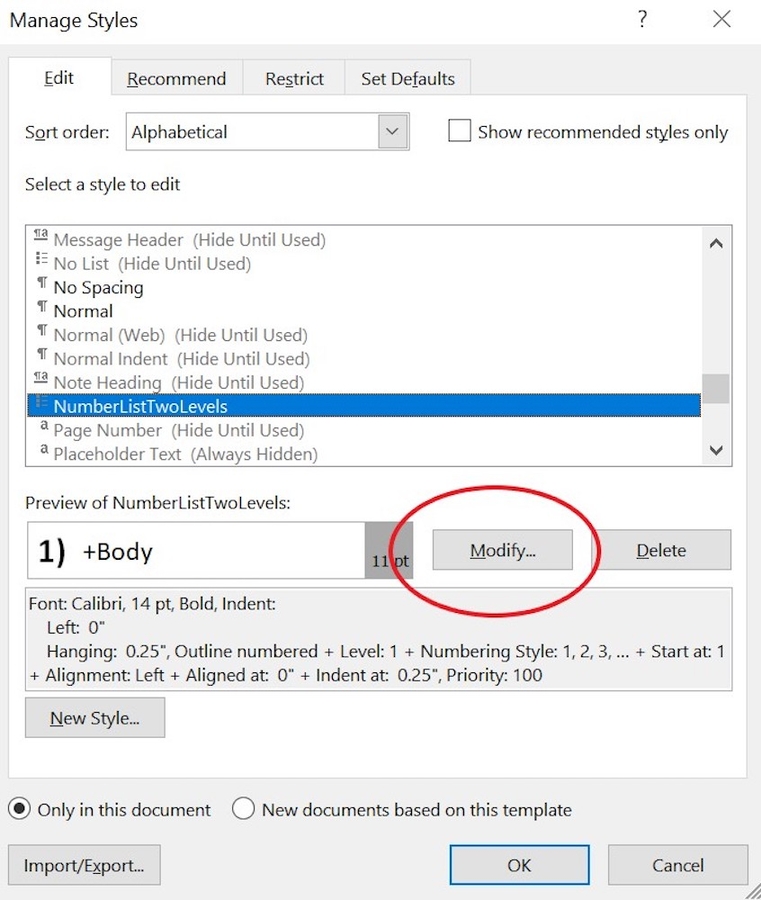 How to create a custom list style in a Microsoft Word document ...
