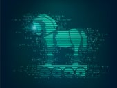 concept of computer virus on the internet, trojan horse combined with coding program