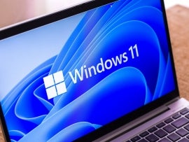 Assam, india - June 17, 2021 : Windows 11 logo on laptop screen stock image.