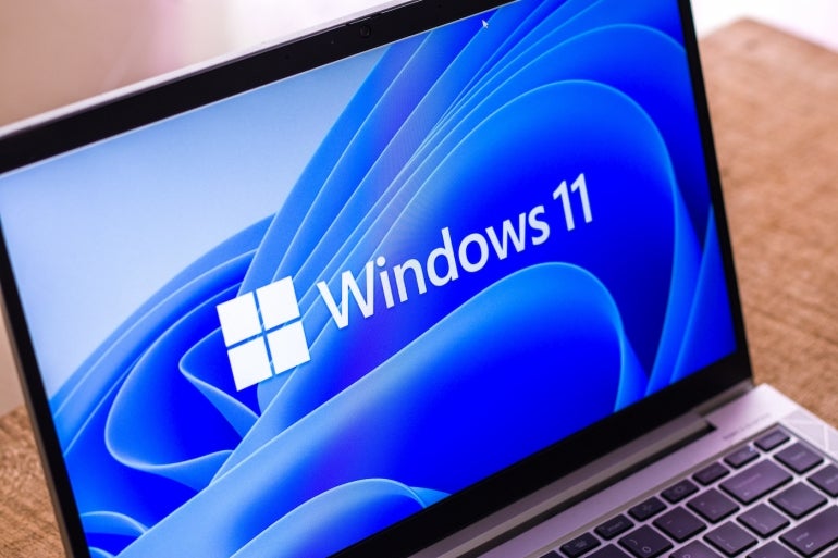 Assam, india - June 17, 2021 : Windows 11 logo on laptop screen stock image.