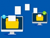 illustration of a file transfer in the cloud