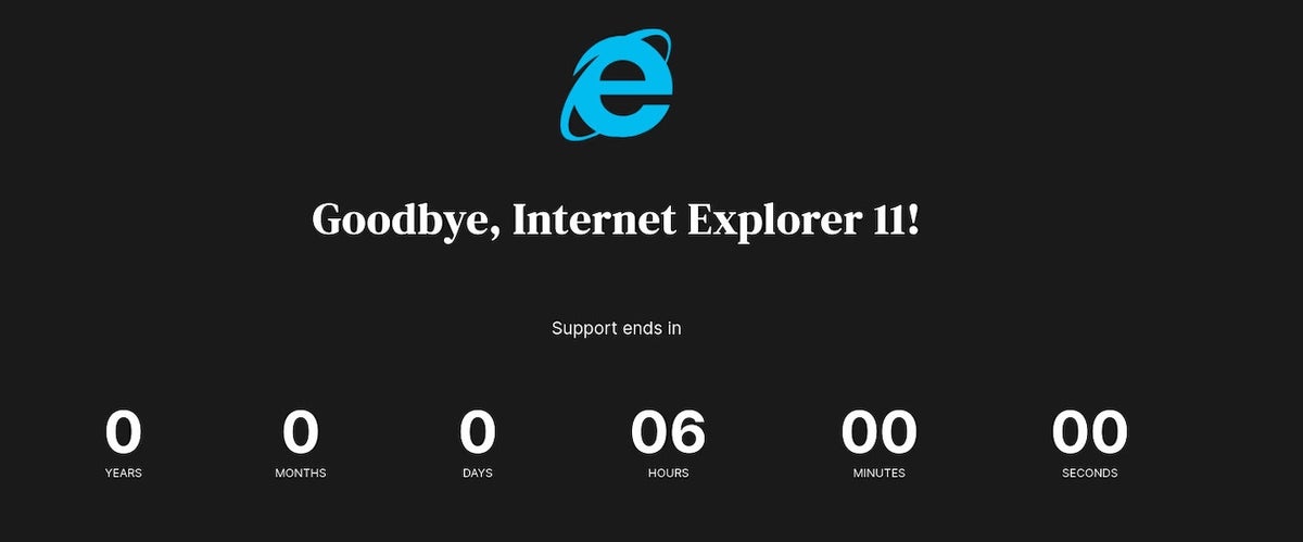 Internet explorer farewell countdown clock