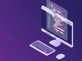 software programming coding concept, code with computer mornitor