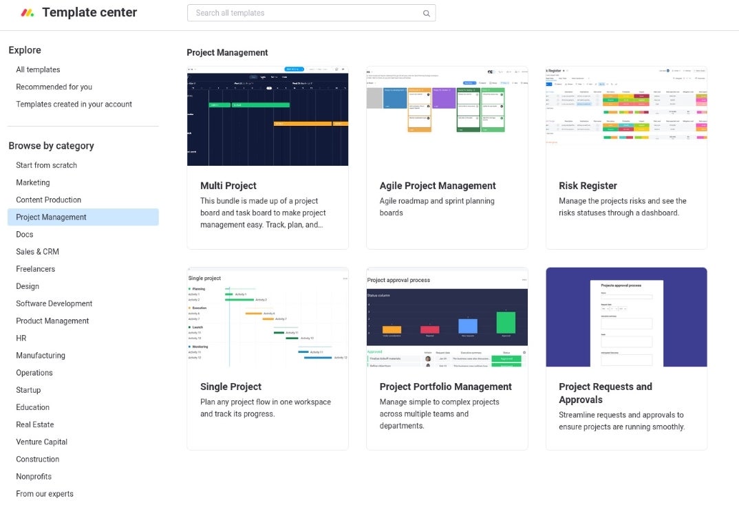 monday work management template options