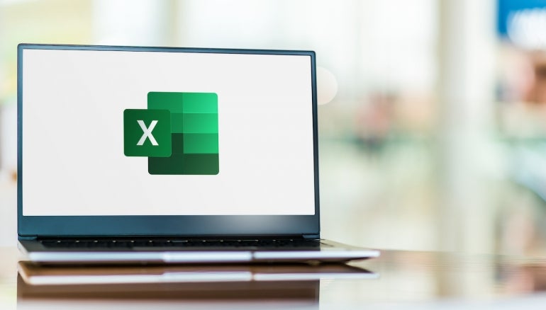 Laptop computer displaying logo of Microsoft Excel