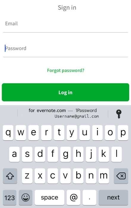 password login for mobile app on iPhone