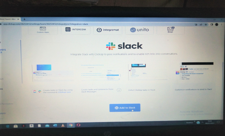 Slack integration Add to Slack