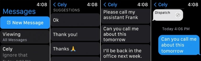 Smart replies apple watch sale