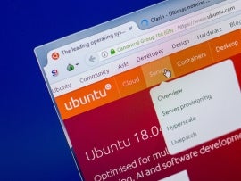 Homepage of Ubuntu website on the display of PC, url - Ubuntu.com.