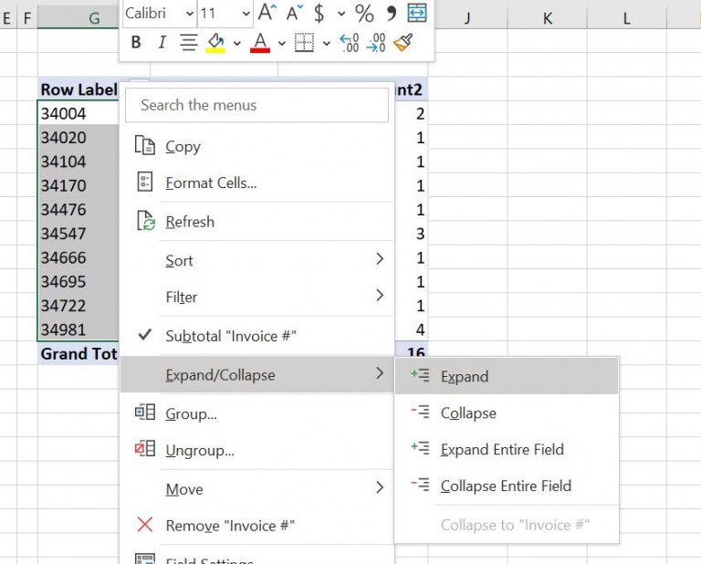 How to show details in a grouped PivotTable in Microsoft Excel