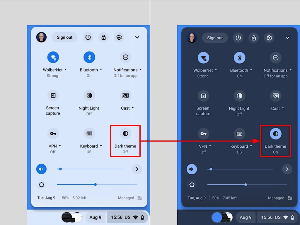 How to enable the ChromeOS dark theme