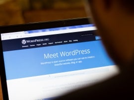 WordPress website on laptop screen close up.
