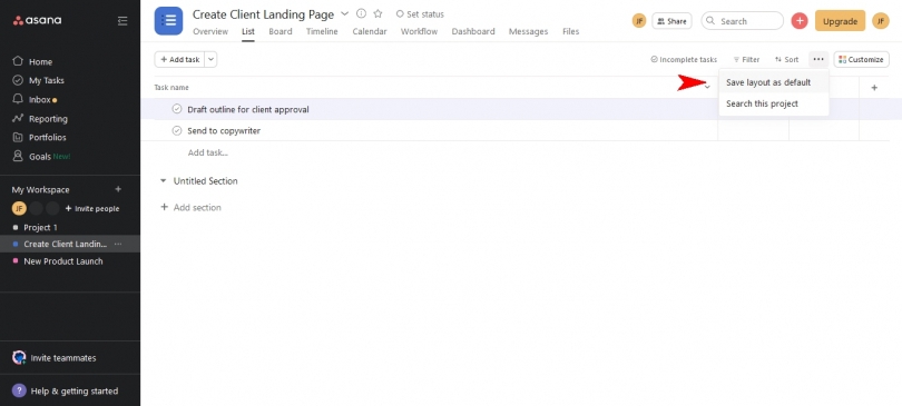 How to remove completed tasks in Asana