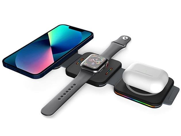 Charge three devices wirelessly with this folding charger