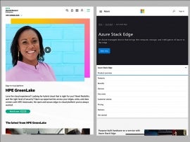 HPE GreenLake and Azure Stack Edge website landing pages side by side