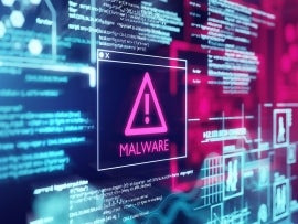 A screen with program code warning of a detected malware script.