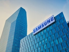 Samsung sign on headquarters building in Milan, Italy. The Samsung Group is one of the largest electronics companies in the world. Milan, Italy - February 18, 2017