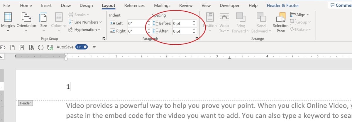 How to change the header margins in Microsoft Word